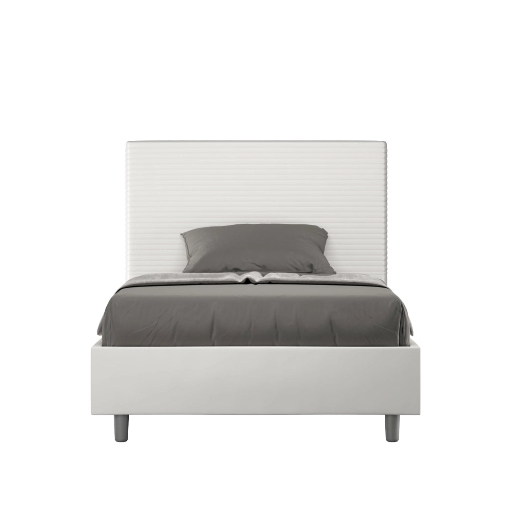 Letto 1 Piazza e Mezzo 120x200 cm con Rete e Contenitore Focus Bianco