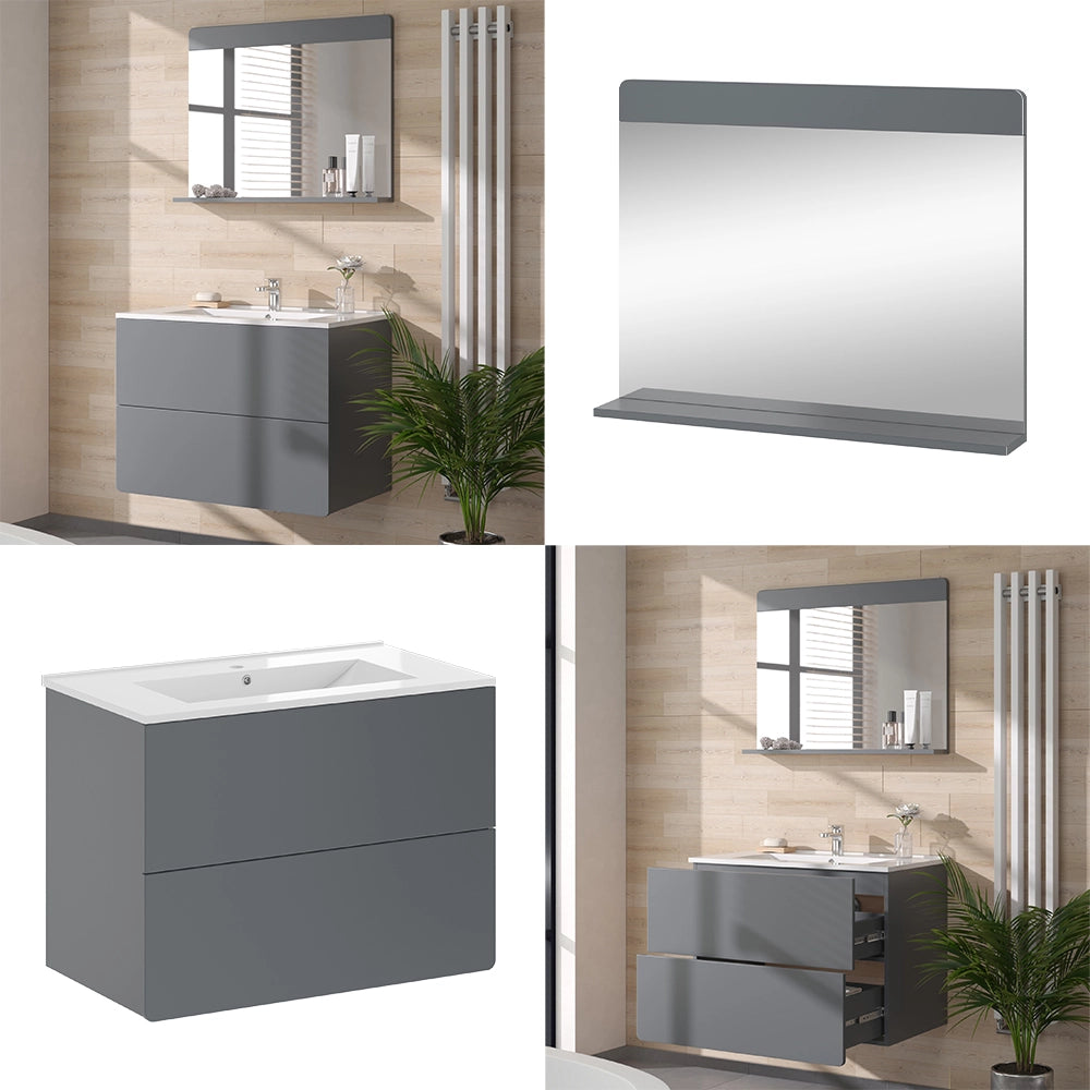 Vicco Set mobili bagno Grigio 3 parti