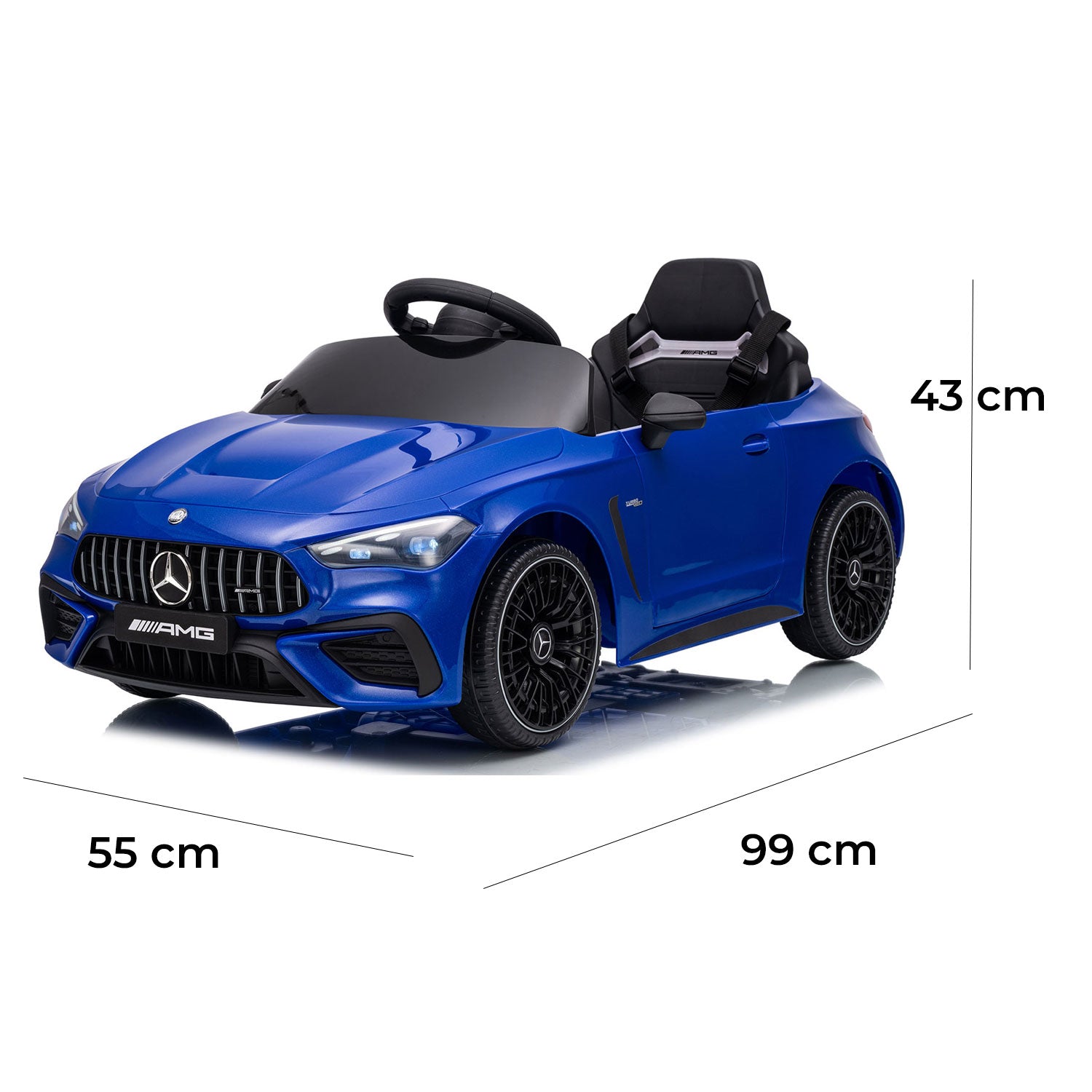 Macchina Elettrica per Bambini 12V Licenza Ufficiale Mercedes CLE53 Sedile in Pelle Blu