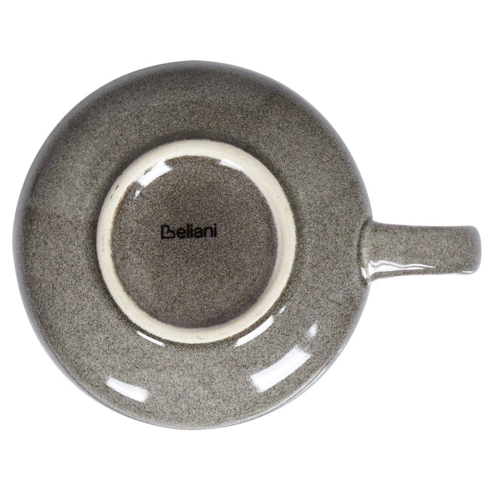 Set di 4 tazze con piattini in gres grigio con finitura in smalto reattivo fatto a mano per il tè e il caffè Cucina Sala da pranzo