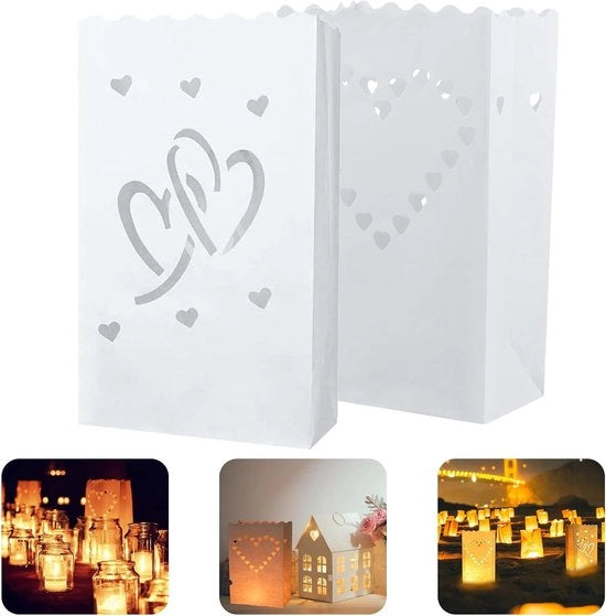 Sacchetti di luce riutilizzabili - 20 candele in sacchetti di cera per decorazione di compleanni, Halloween, matrimoni.