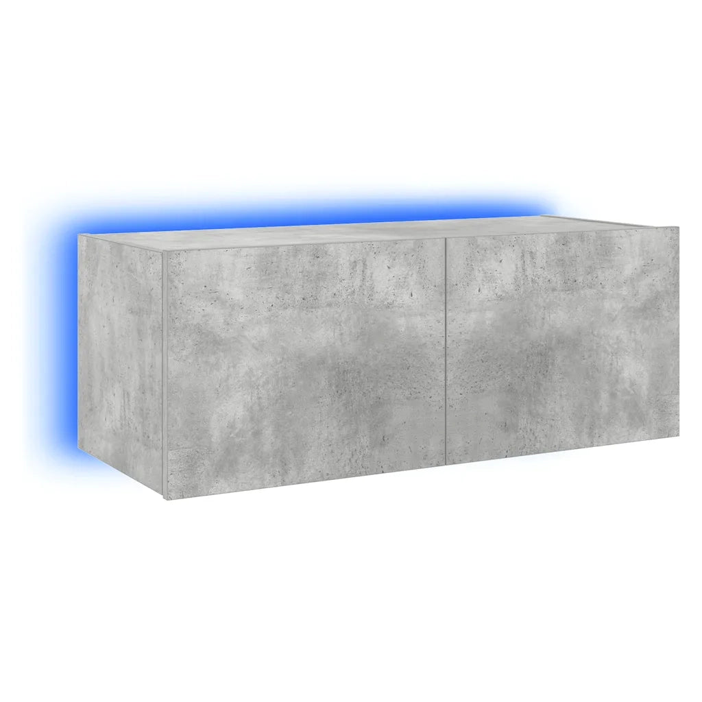 Mobile TV a Parete con Luci LED Grigio Cemento 80x35x31 cm 837287