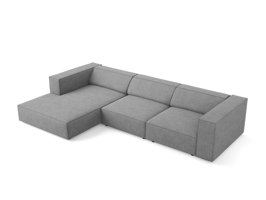 Cosmopolitan Design - Divano angolare sinistro "Arendal" 4 posti in ciniglia con effetto a coste grigio scuro 