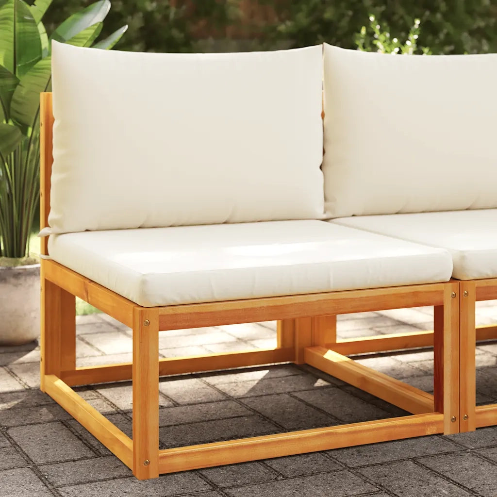 vidaXL Divano da giardino senza braccioli con cuscini in legno di acacia e corda