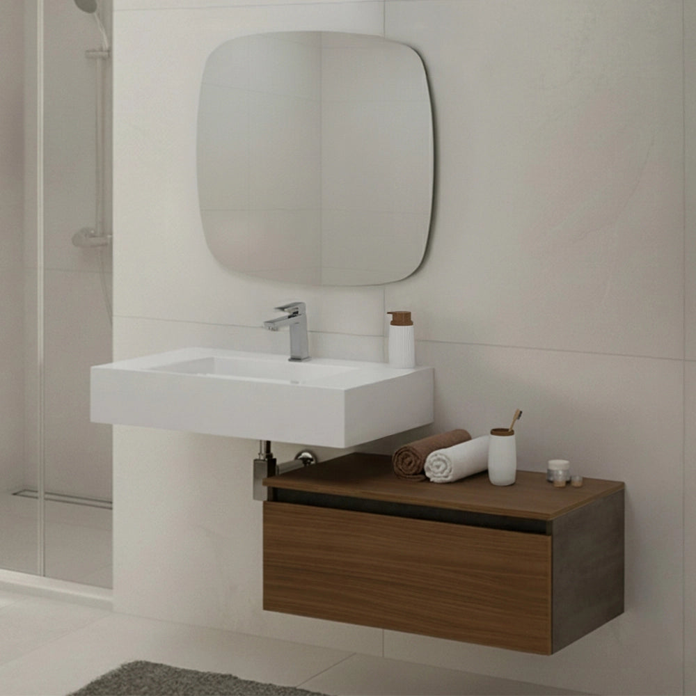 Specchio da parete 80x80 a filo lucido con angoli arrotondati – Aurea