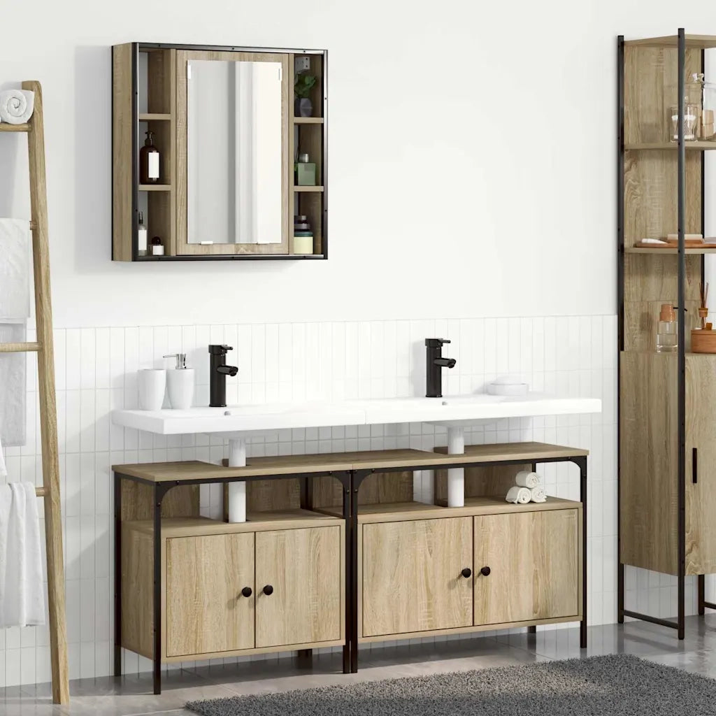 Set di mobili per il bagno 3 pcs Marrone Legno multistrato 3345147