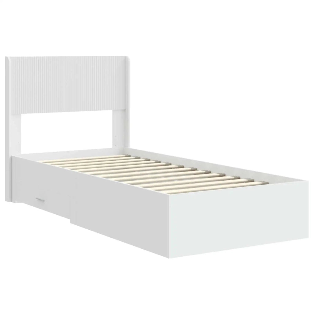 Struttura del letto con stoccaggio e testata Bianco 90 x 190 cm 3414515