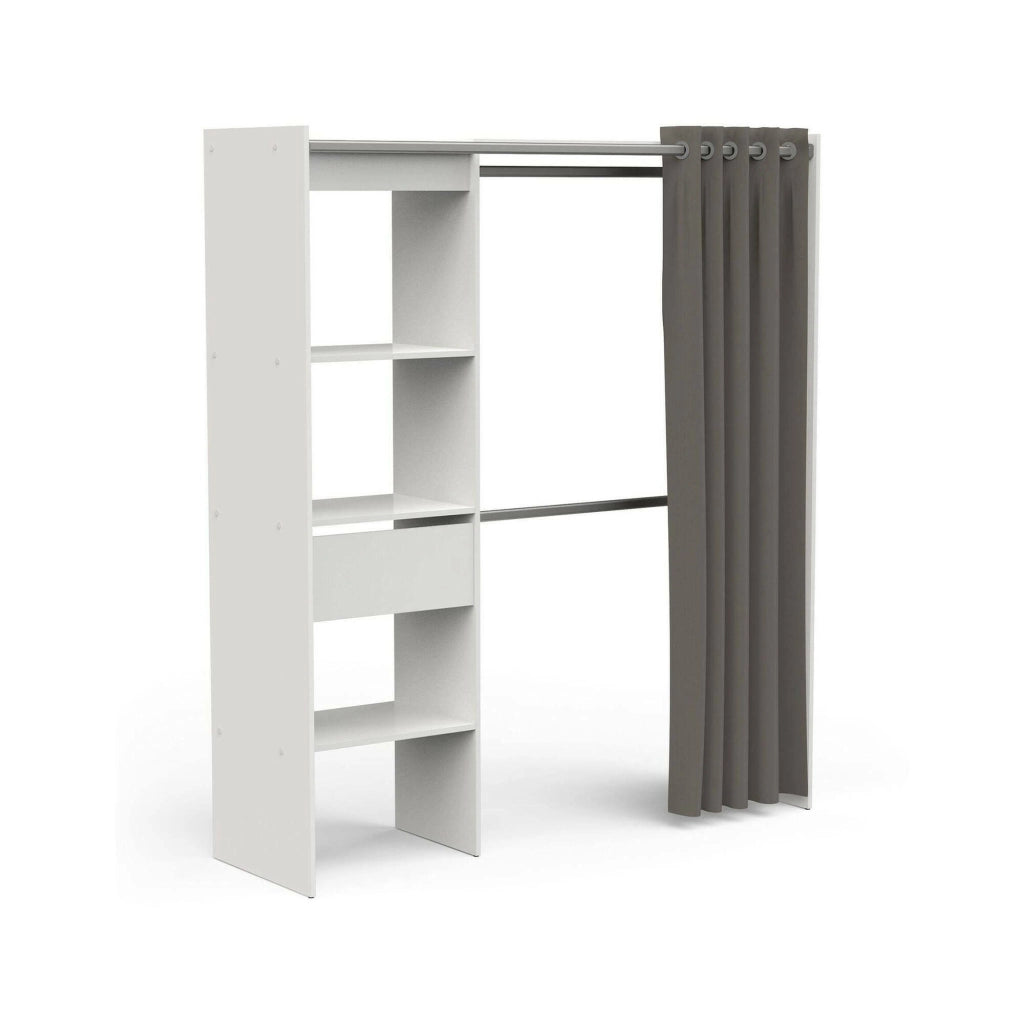 Guardaroba grande Serpentina, Mobile camera da letto, Cabina armadio portabiti, Armadio appendiabiti, 167x50 h192 cm, Bianco opaco