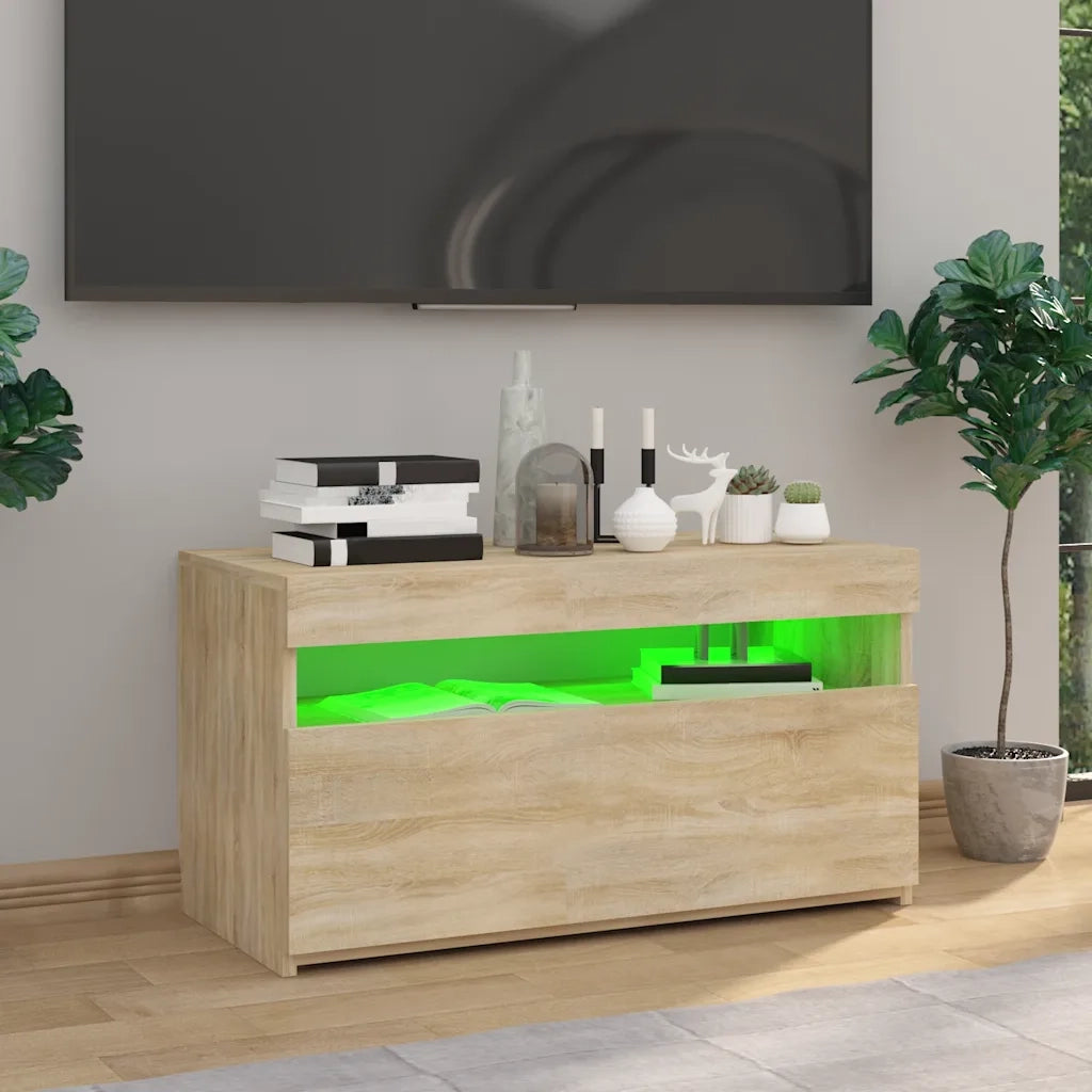 Mobile TV | Armadietto TV | Mobile Porta TV con Luci LED Rovere Sonoma 60x35x40 cm
