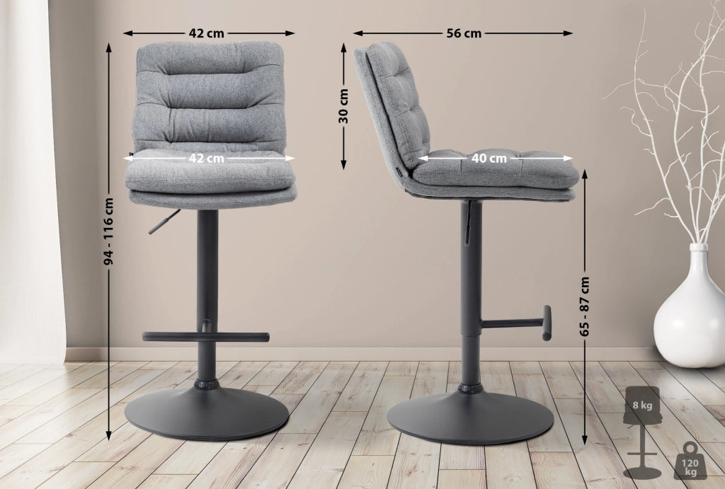 2er Set Barhocker Damar Stoff schwarz