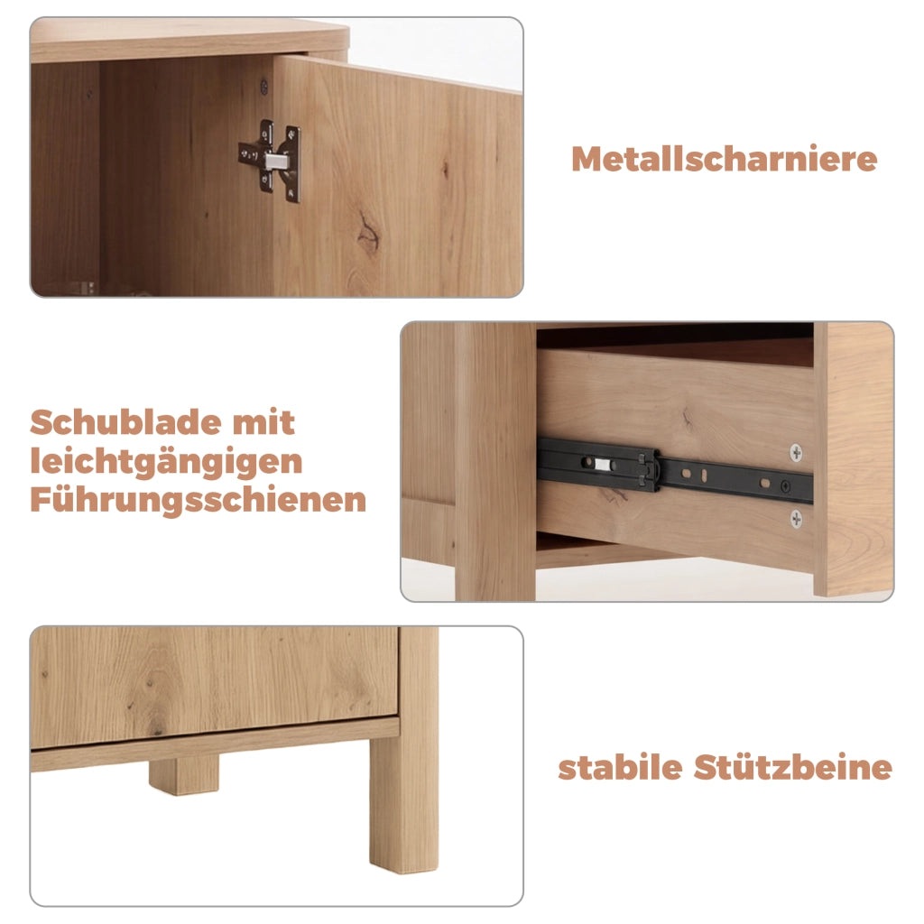 Credenza con 3 cassetti e 2 ante con ripiano interno per soggiorno sala da pranzo e camera da letto 120 × 40 × 80 cm