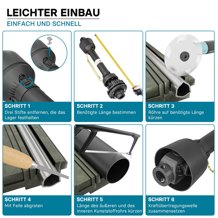 Albero cardanico T4 Giunto 1250-1375mm 460Nm 540rpm Cardano 40kW (55CV) 35mm rotondo 1 3/8" 6 denti