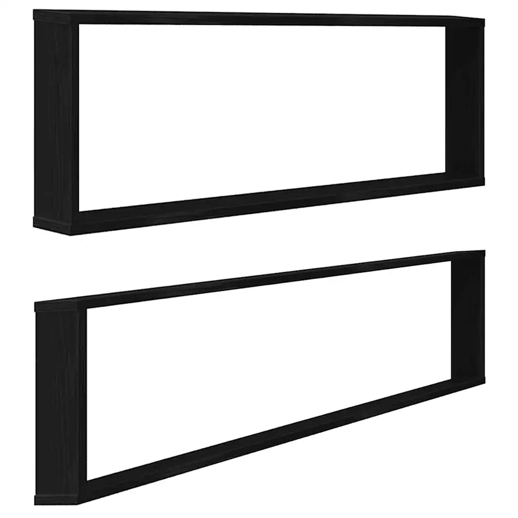 vidaXL Mensole Parete Cubo 2 pz Rovere Nero 100x15x30 cm Multistrato
