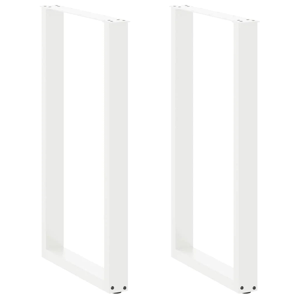 Set di 2 gambe regolabili per tavolo da bar a forma di U 60 x 100 cm design moderno acciaio bianco 02_0057477