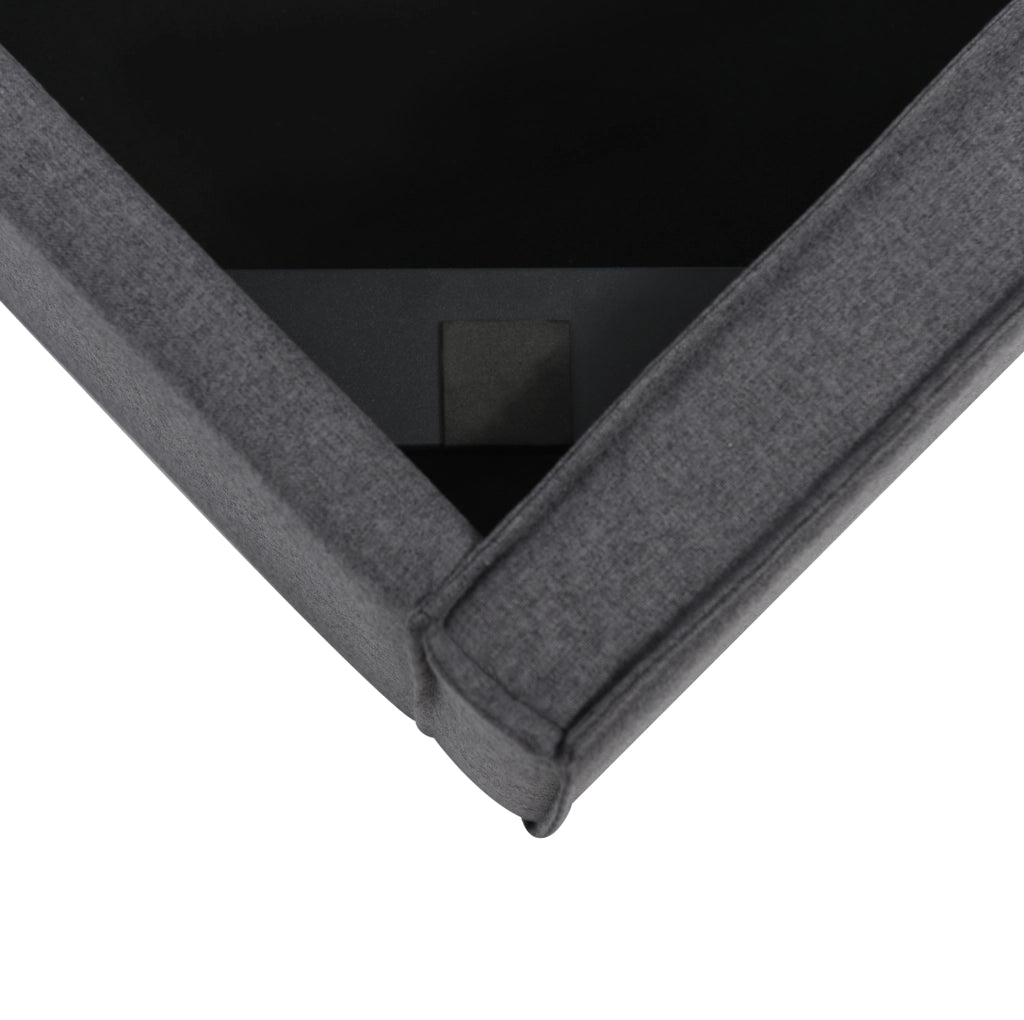 Letto imbottito grigio 90x200 cm con contenitore e materasso a molle