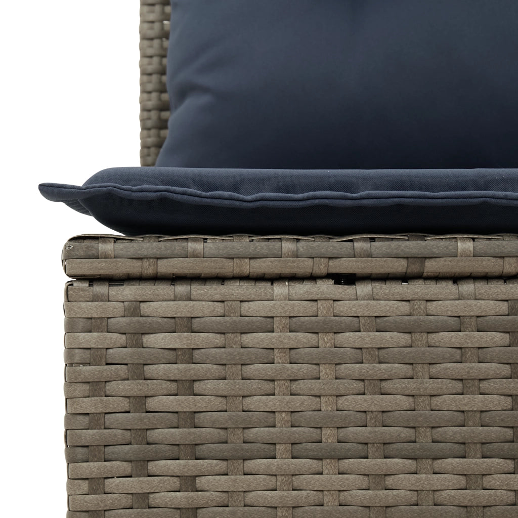 Divano Giardino Senza Braccioli con Cuscini Grigio Polyrattan 366147