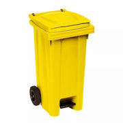 Bidone Immondizia Professionale a Pedale con Ruote Giallo 120 litri