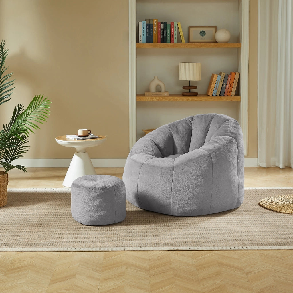 POLTRONA Sacco a Fiore con Poggiapiedi 105x105x70 cm Grigio