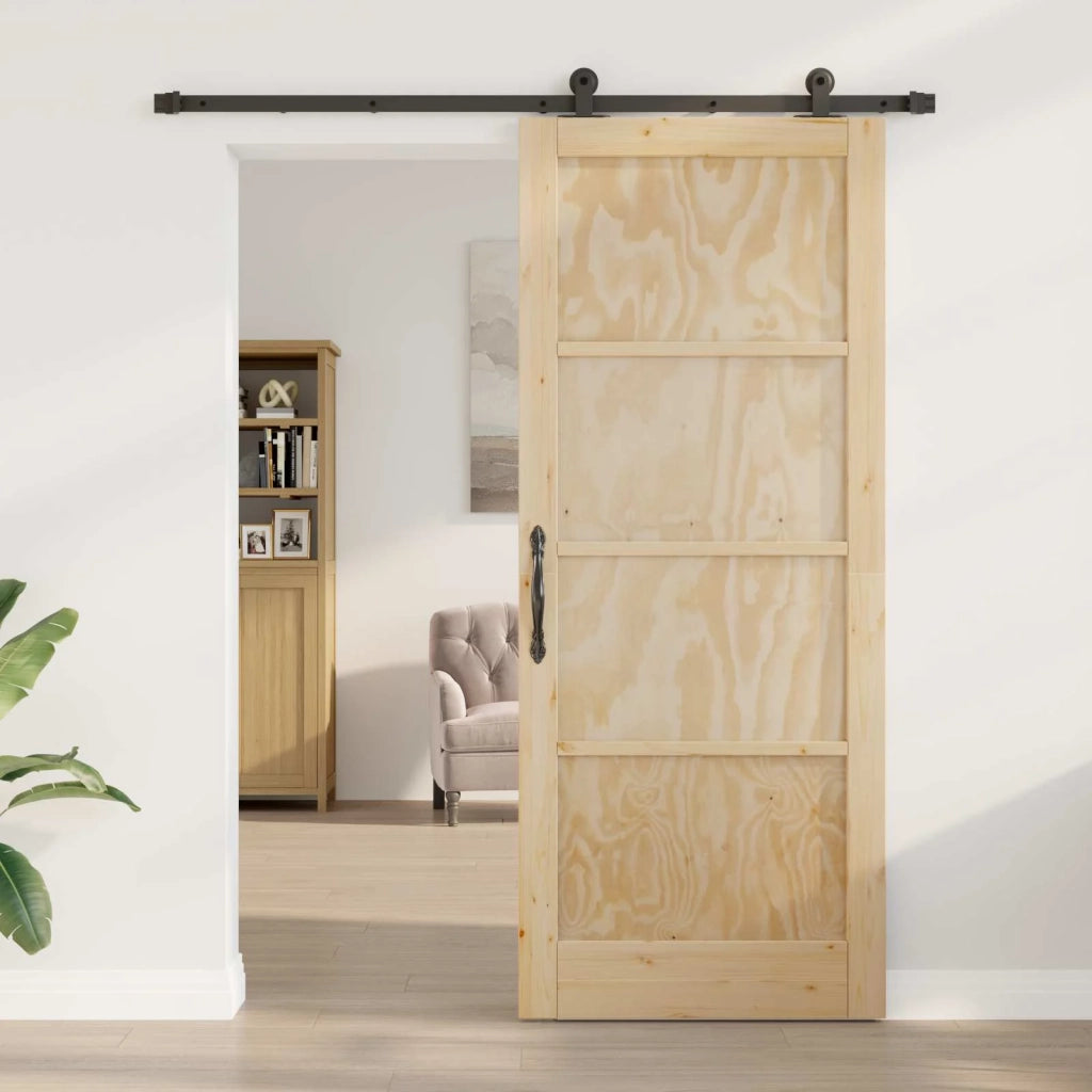 Porta scorrevole Naturale e Nero 86 x 211 cm 3445457