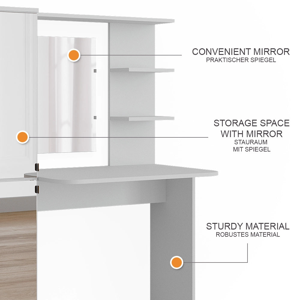 Vicco Tavolino da toilette Bianco 122.9 cm con specchio