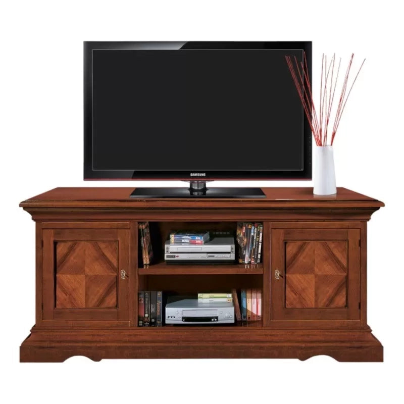 Porta tv 2 porte classico intarsiato legno tinta noce 130x50x60 - Mobili 2G