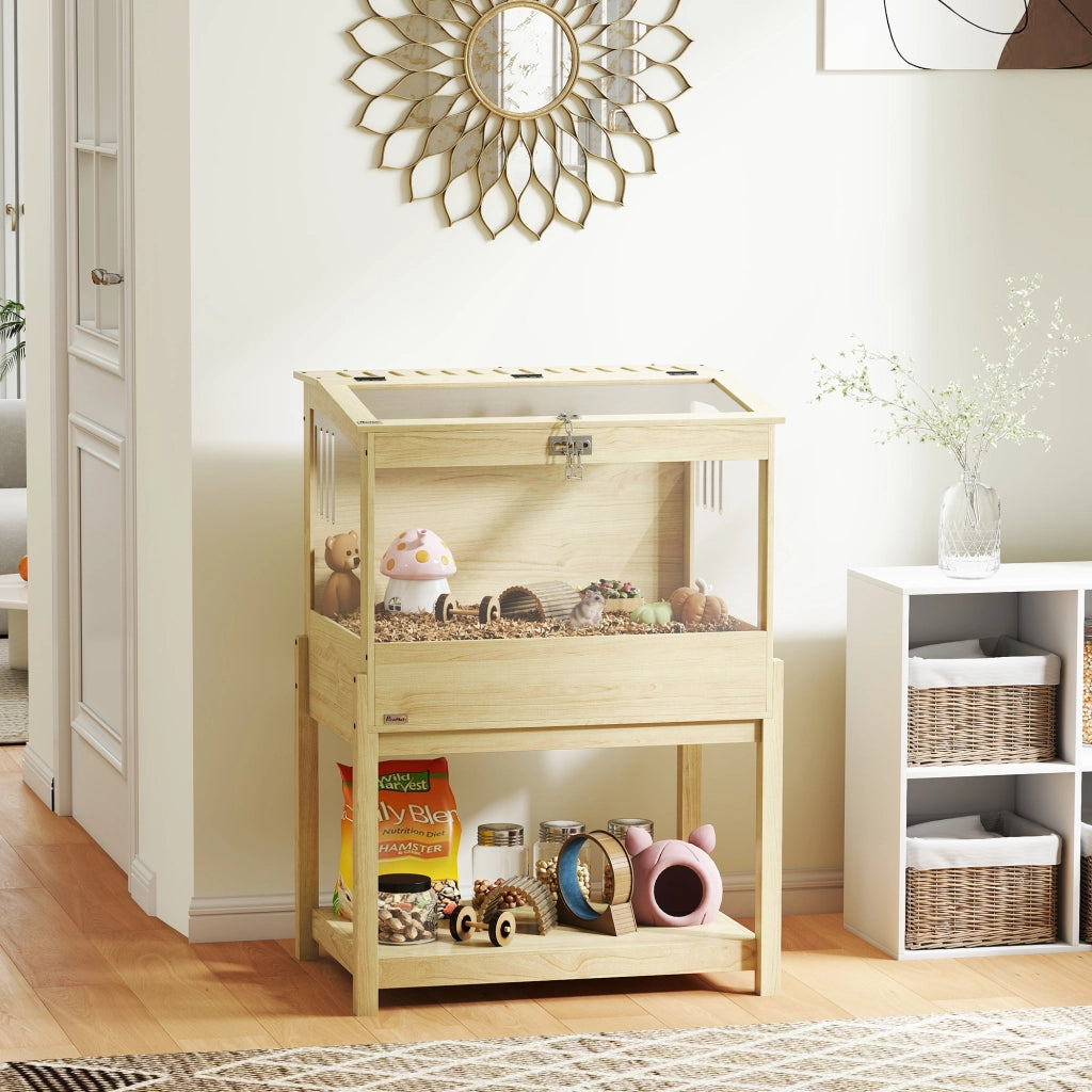 Casetta per criceti in legno con ripiano e coperchio ¨C zephmum ¨C 83x50x103 cm