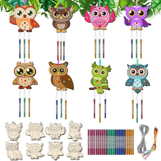 Set di Artigianato per Bambini - 16 Pezzi di Legno di Uccello - Attività Creativa - Pittura - Gioco di Vento Unico - Set di Attività Artigianale