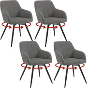 Set di 4 Sedie da Pranzo Girevoli, Sedie da Cucina Ergonomiche Imbottite in Velluto con Gambe in Metallo, Poltrone per Salotto, Ufficio, Camera da Letto, Balcone, Nero, EZS85sz-4