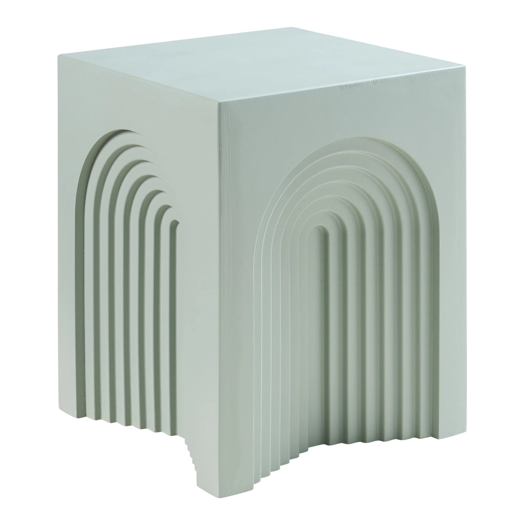 Tavolino Cubo Elverumn con Design Arcuato 45x35x35 cm Verde [en.casa]
