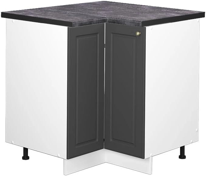 Mobile ad angolo cucina Fame-Line, Landhaus antrazit-oro, 80.5 cm, PL Antracite, per la combinazione con altri moduli della serie Fame-Line