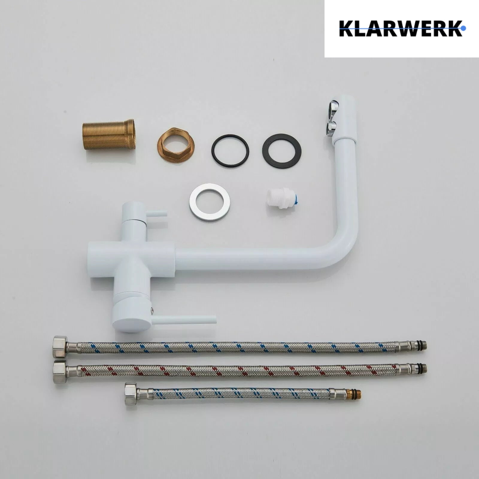 FELIX| Rubinetto per acqua potabile premium a 3 vie bianco opaco | miscelatore da cucina ad osmosi in acciaio inossidabile|Filtro 3 connessioni gastro