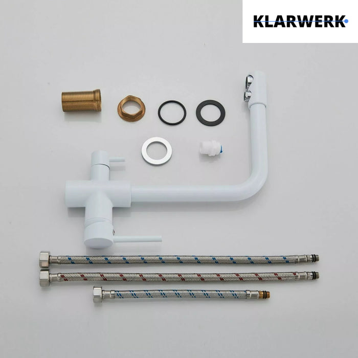 FELIX| Rubinetto per acqua potabile premium a 3 vie bianco opaco | miscelatore da cucina ad osmosi in acciaio inossidabile|Filtro 3 connessioni gastro