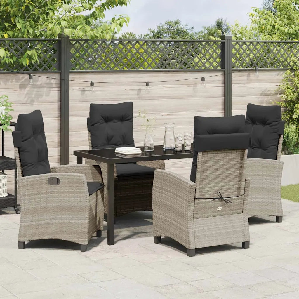 Set da Pranzo per Giardino 5 pcs Grigio chiaro polyrattan 3380409