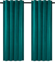Set di 2 tende di oscuramento - assorbenti e isolanti - stile elegante - tessuto vellutato - lusso - colore verde scuro - 140x245 cm