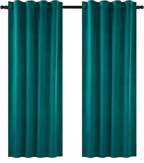 Set di 2 tende di oscuramento - assorbenti e isolanti - stile elegante - tessuto vellutato - lusso - colore verde scuro - 140x245 cm