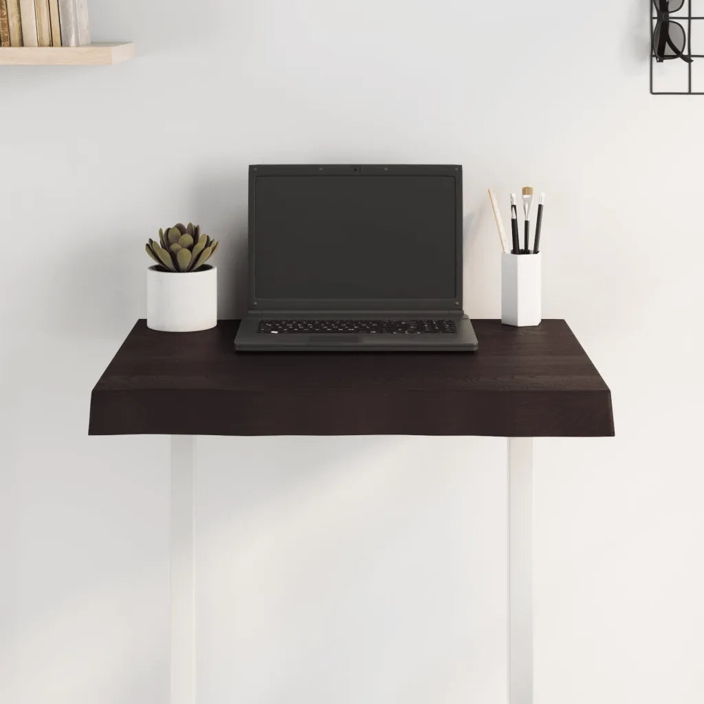 vidaXL Piano Tavolo Marrone Scuro 60x50x(2-6)cm in Rovere Non Trattato