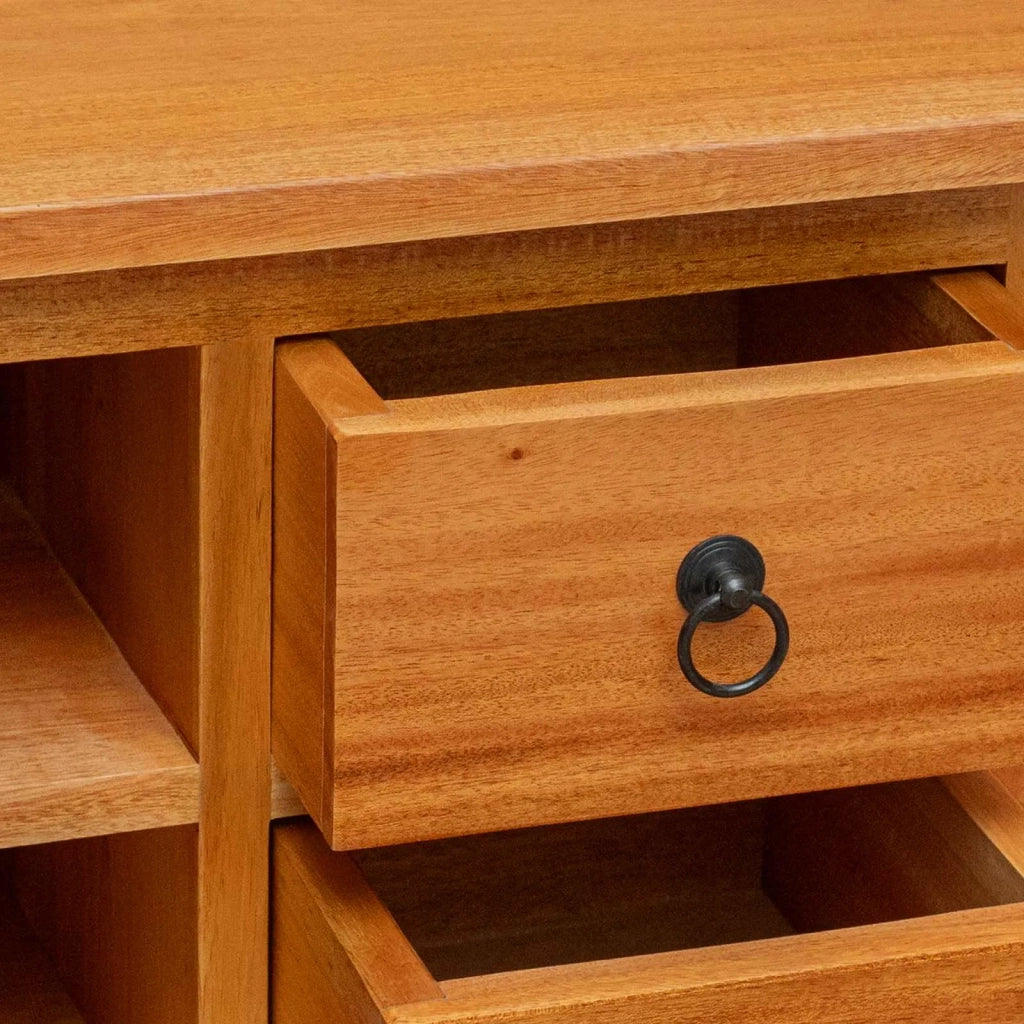 Mobile TV-Credenza per TV Naturale 100 x 40,5 x 46 cm Legno di Mogano Massello