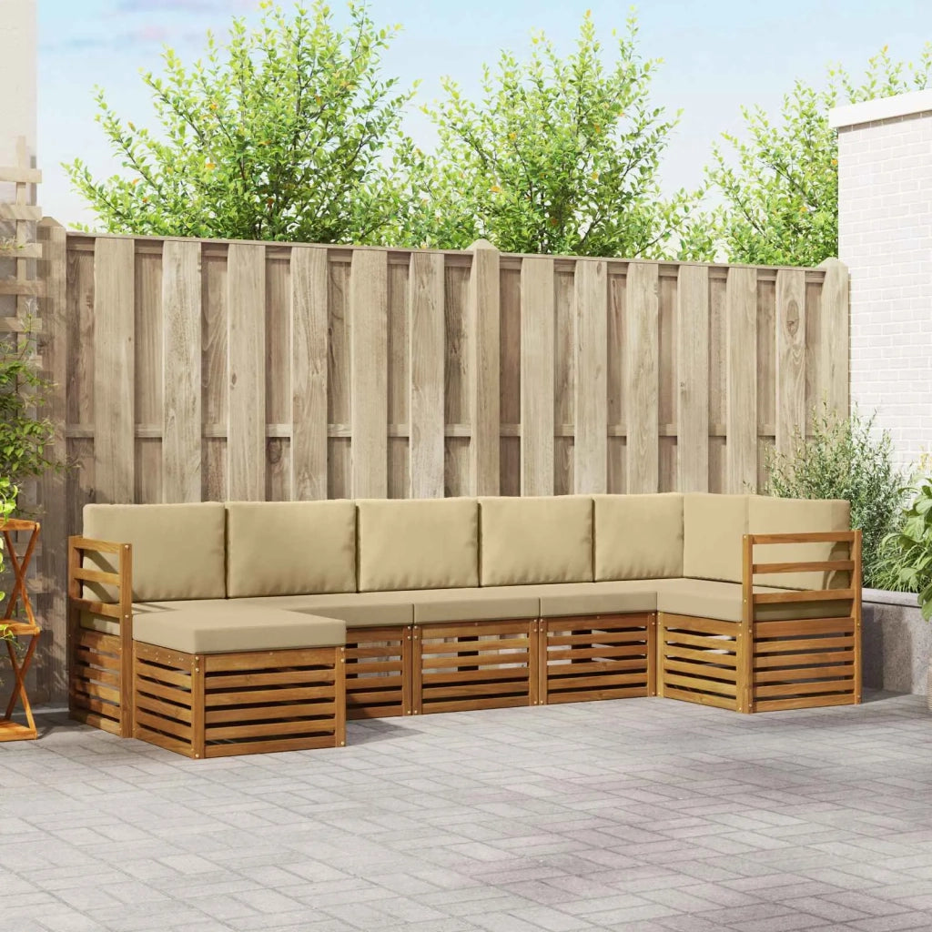 Set divano sezionale con cuscino 7 pcs Naturale e Beige