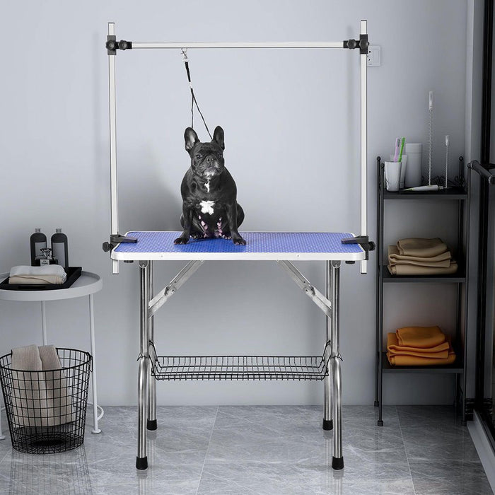 Tavolo toeletta cani pro - Xylo - 117cm blu rete+gomma