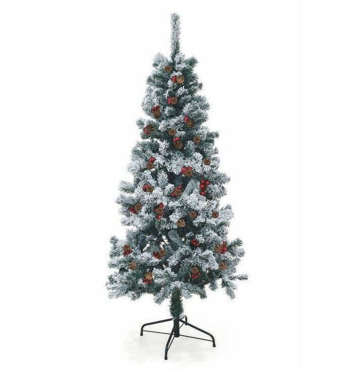 Albero Di Natale Sestriere 150cm 350 Rami con Neve Pigne e Bacche