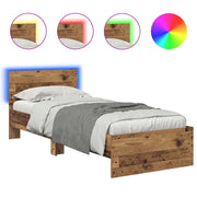 Letto singolo | Letto per adulti | Struttura del letto Legno vecchio 75 x 190 cm Legno multistrato