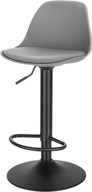Sgabello da Cucina Moderno, Sedia Alta da Bar Regolabile in Altezza, Sgabello Imbottito Girevole con Schienale e Poggiapiedi, Grigio Scuro, 1051BY-1