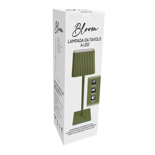 LAMPADA DA TAVOLO A LED VERDE SENZA FILO DIMMER LUCE CALDA TOUCH RICARICA USB