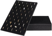 Set di contenitori in velluto a 5 pezzi, con 100 fessure ciascuno, display per gioielli, nero, 34 x 22,9 x 1,3 cm