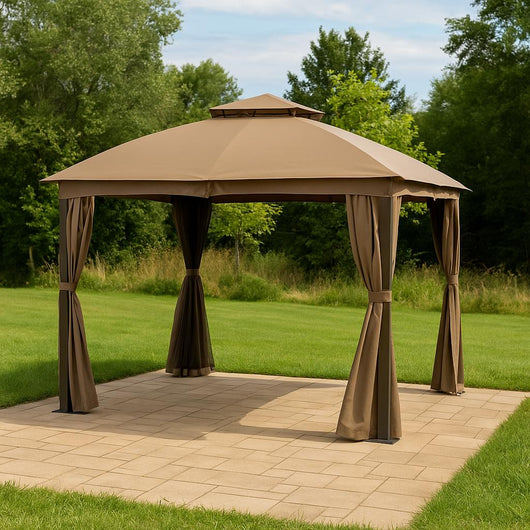GAZEBO KHAKI 3,6X3,6M CON STRUTTURA CHAMPAGNE