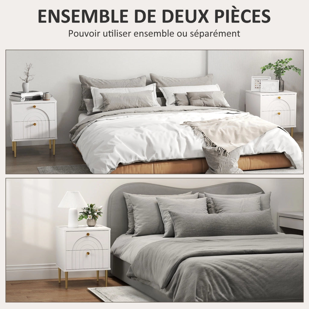 Comodino con cassetto ¨C zephmum ¨C bianco, acciaio, 40x35x50 cm