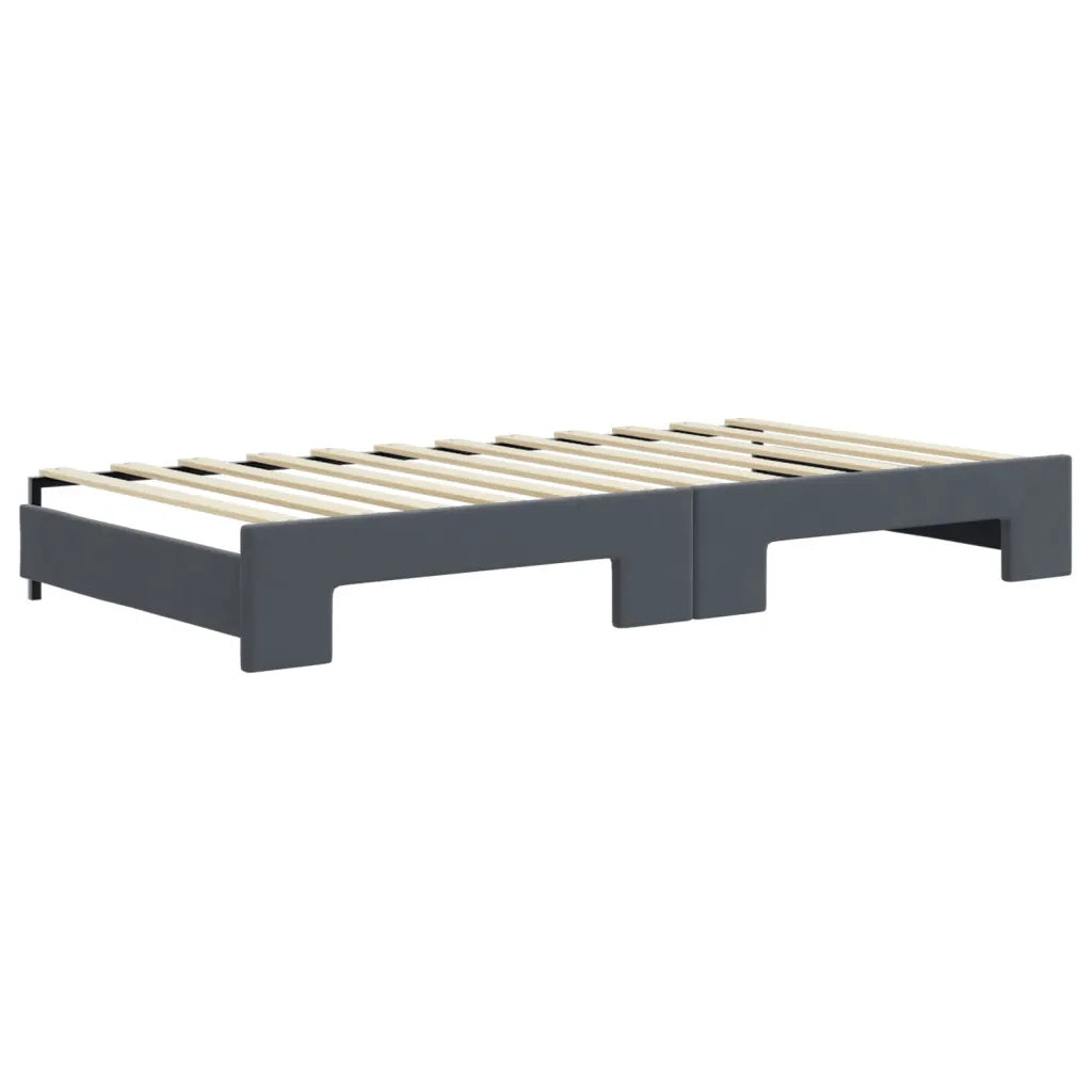 Divano Letto Estraibile Cassetti-Sofa Letto-Daybed Grigio Scuro 100x200cm Velluto 401962
