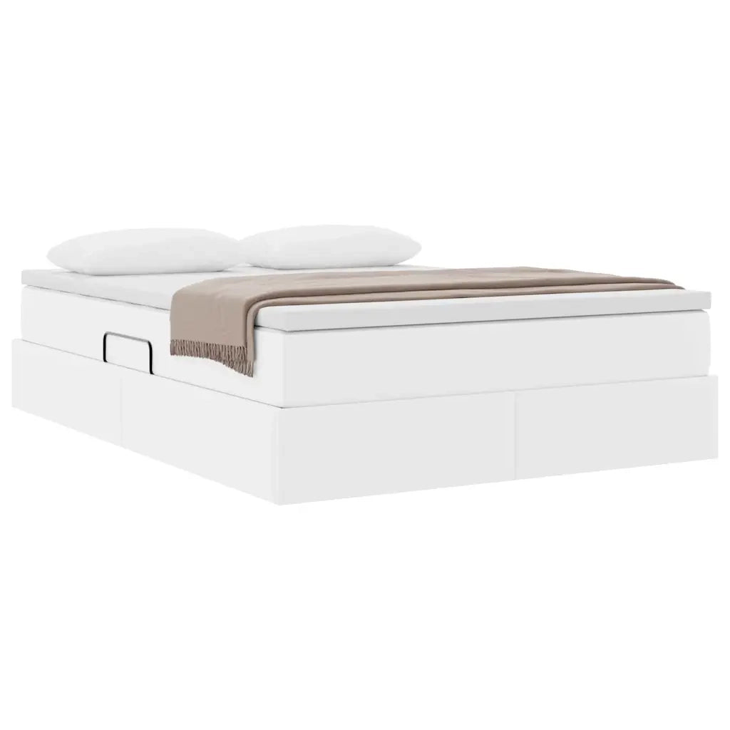 Letto con contenitore e materasso Bianco 140 x 200 cm