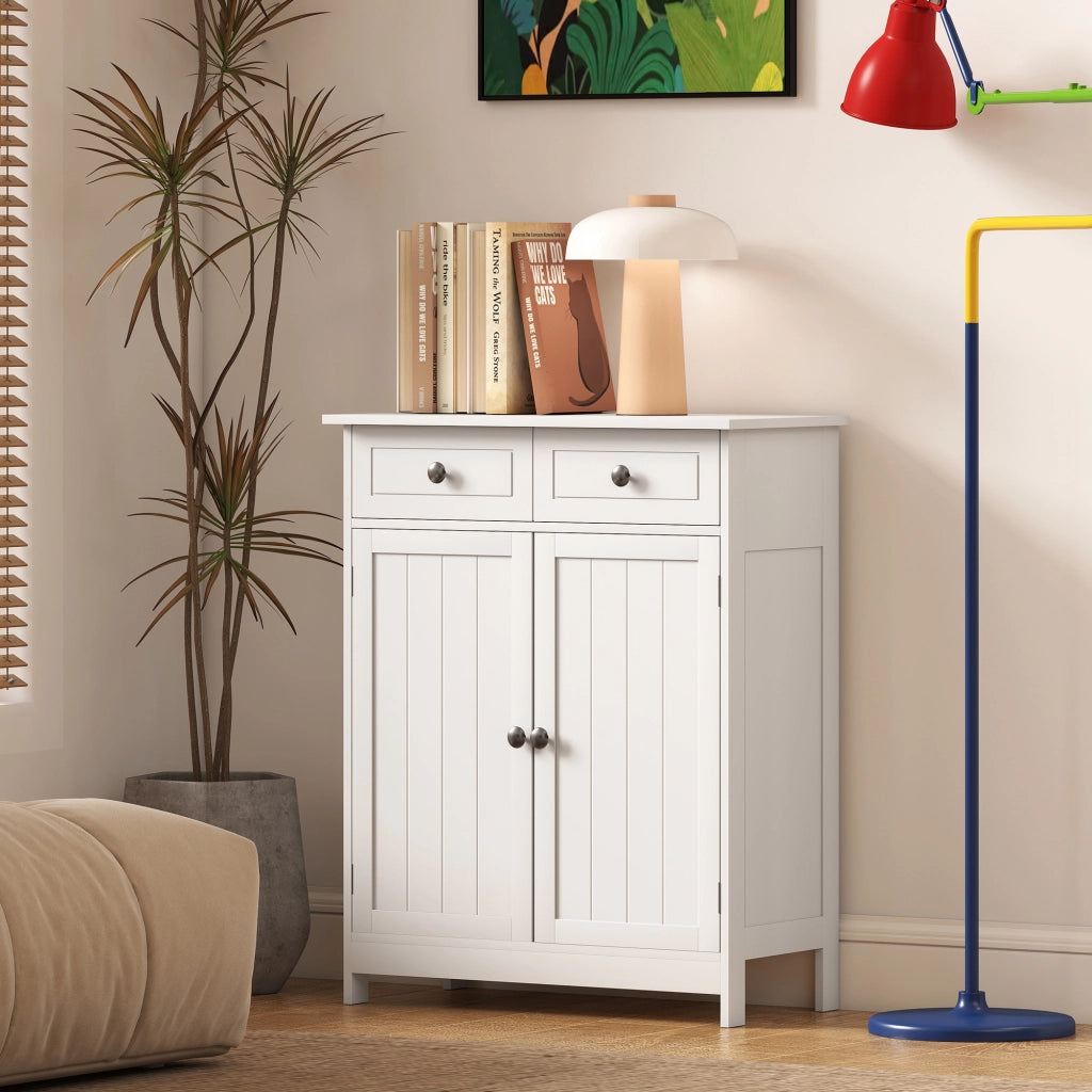 Mobile da bagno con 2 cassetti e ripiano regolabile ¨C zephmum ¨C 60x30x75 cm bianco