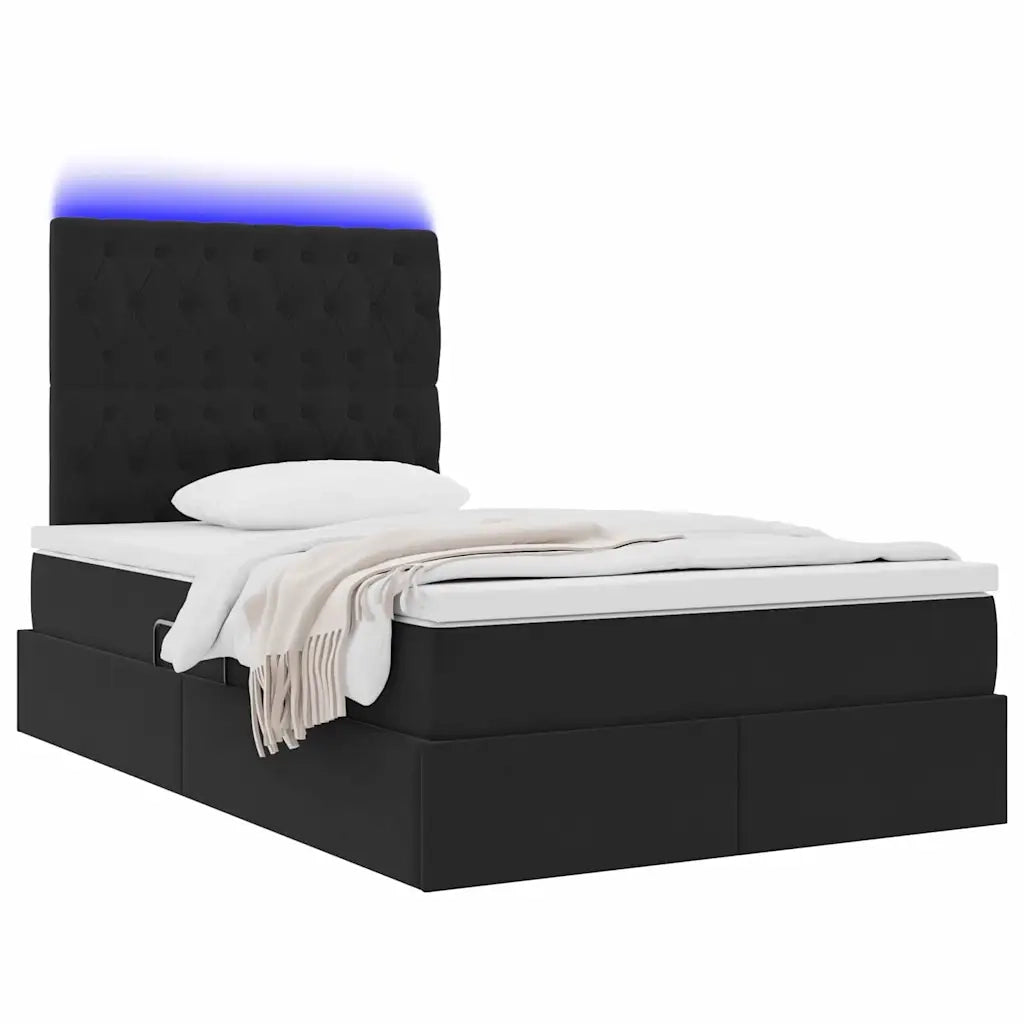 Letto con contenitore e LED con led Nero 120 x 200 cm Velluto 3372719